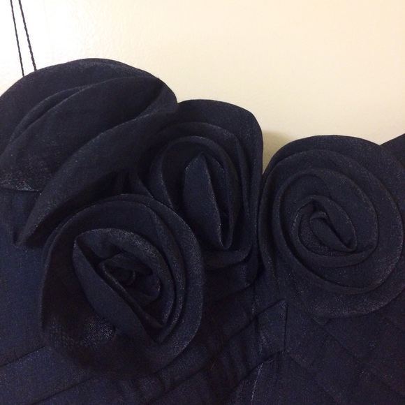 Arden B Navy Blue Rosette Shimmer Strapless Tube Dress - Picture 9 of 9